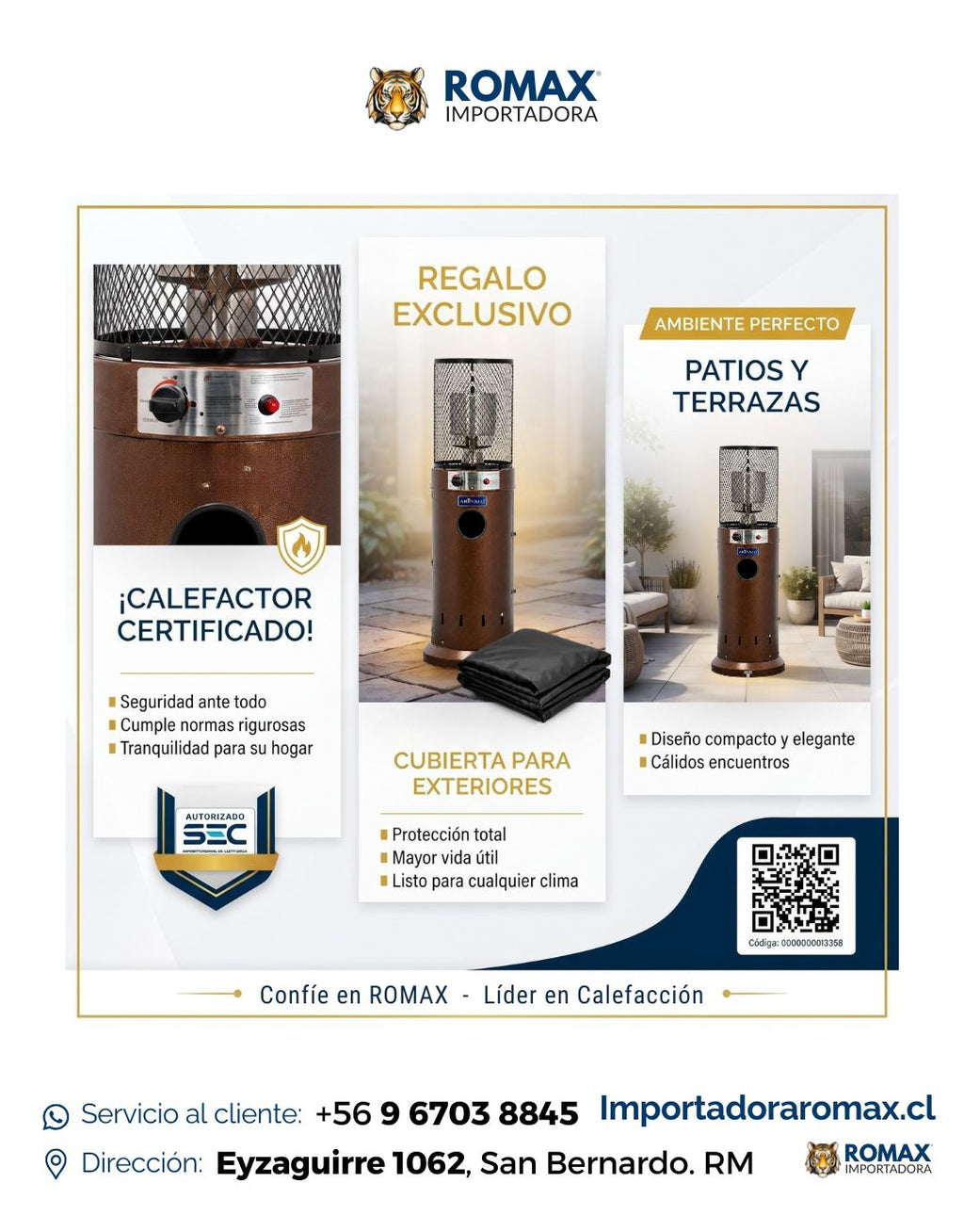 Estufa de patio baja Bronce | Exterior | 13 kW