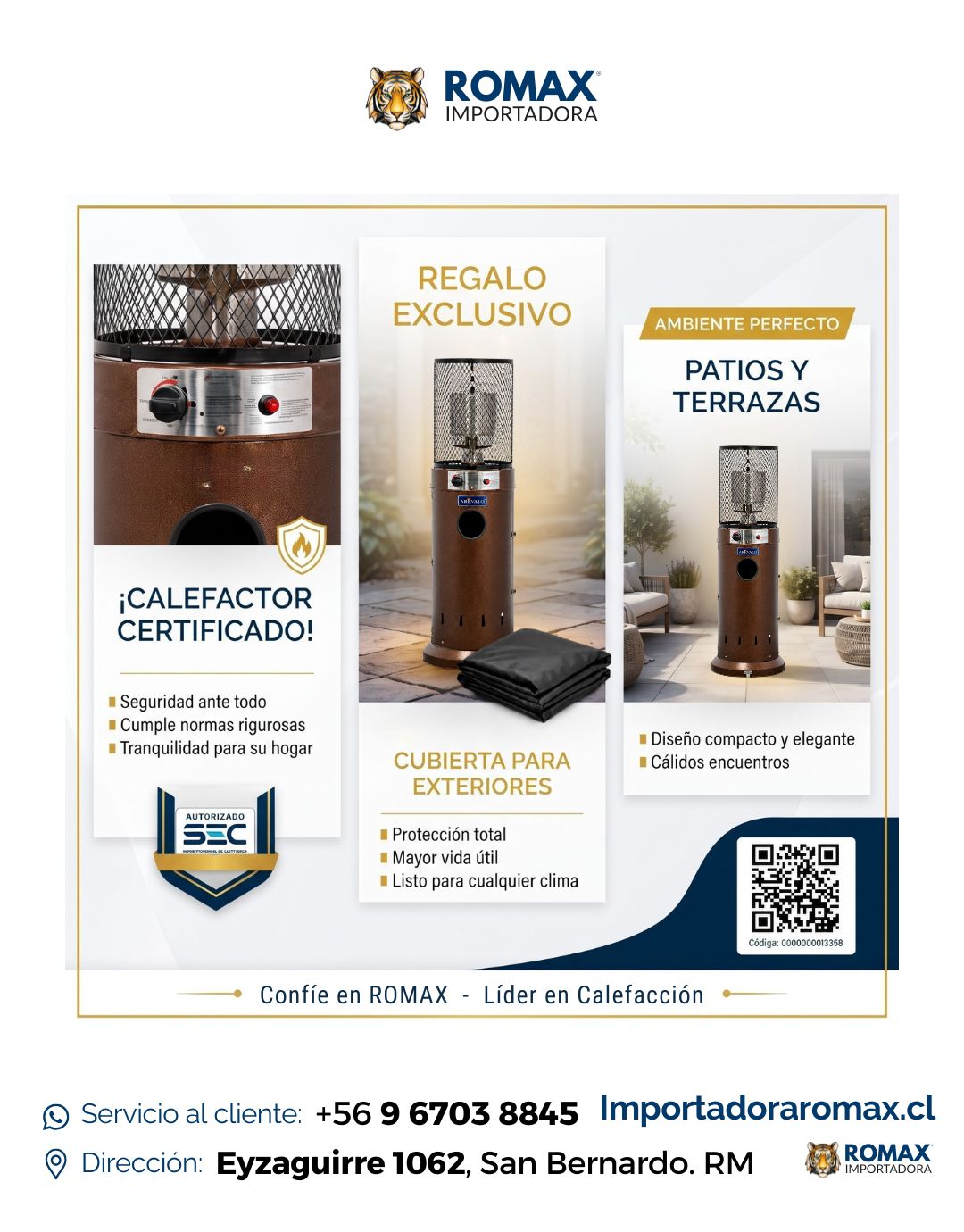 Estufa de patio baja Bronce | Exterior | 13 kW