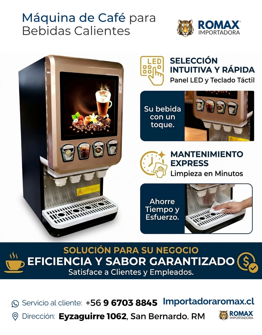 Máquina bebidas calientes para negocios oficinas y ferias 220V – Romax Chile