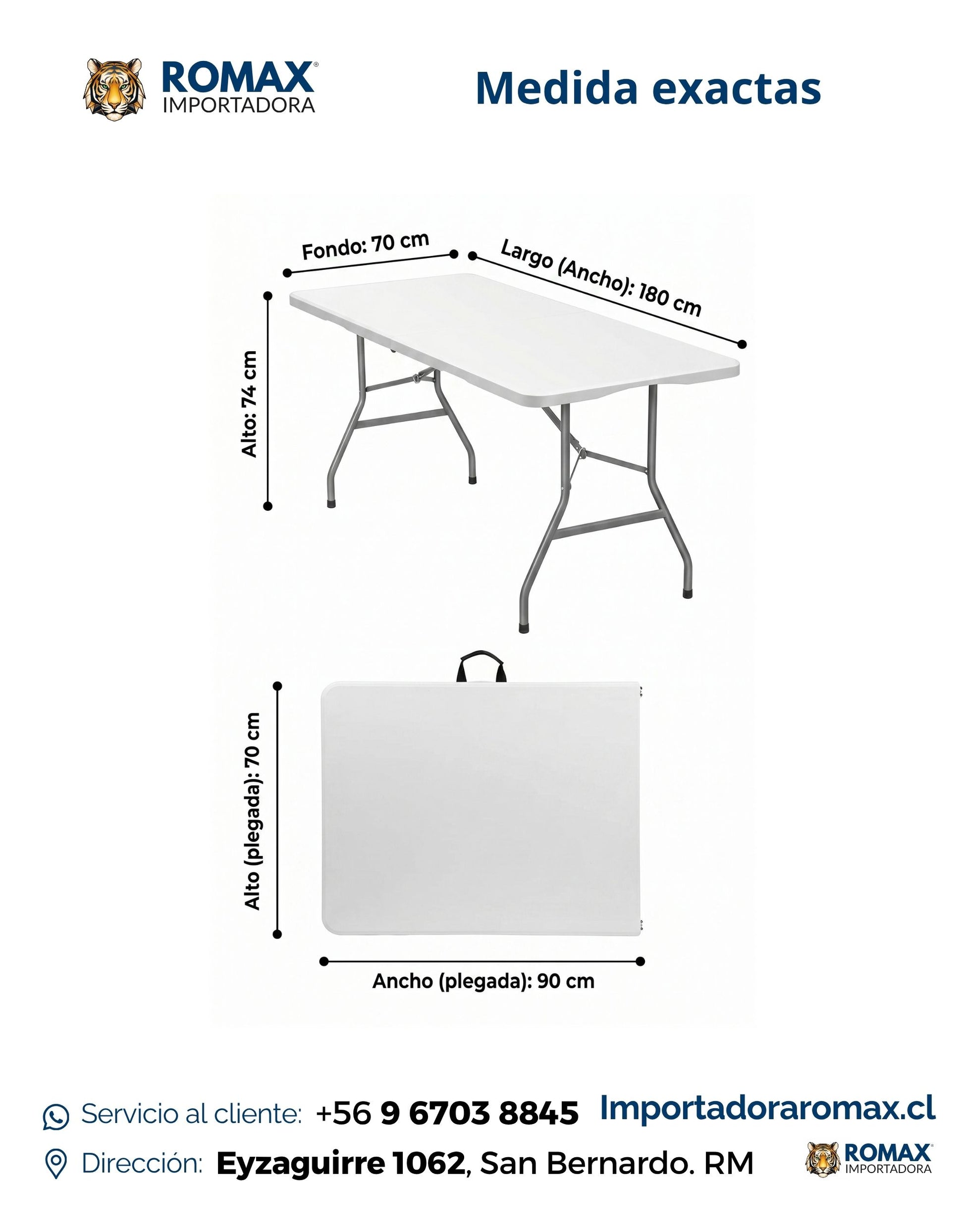 Mesa Plegable Blanca 180 cm – Portátil para Eventos y Camping