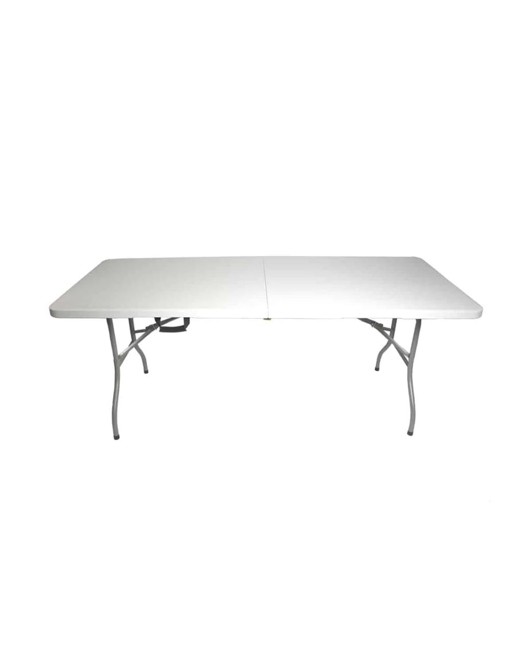 Mesa Plegable 180cm Vista Frontal Blanca Patas Aluminio | Importadora Romax Chile