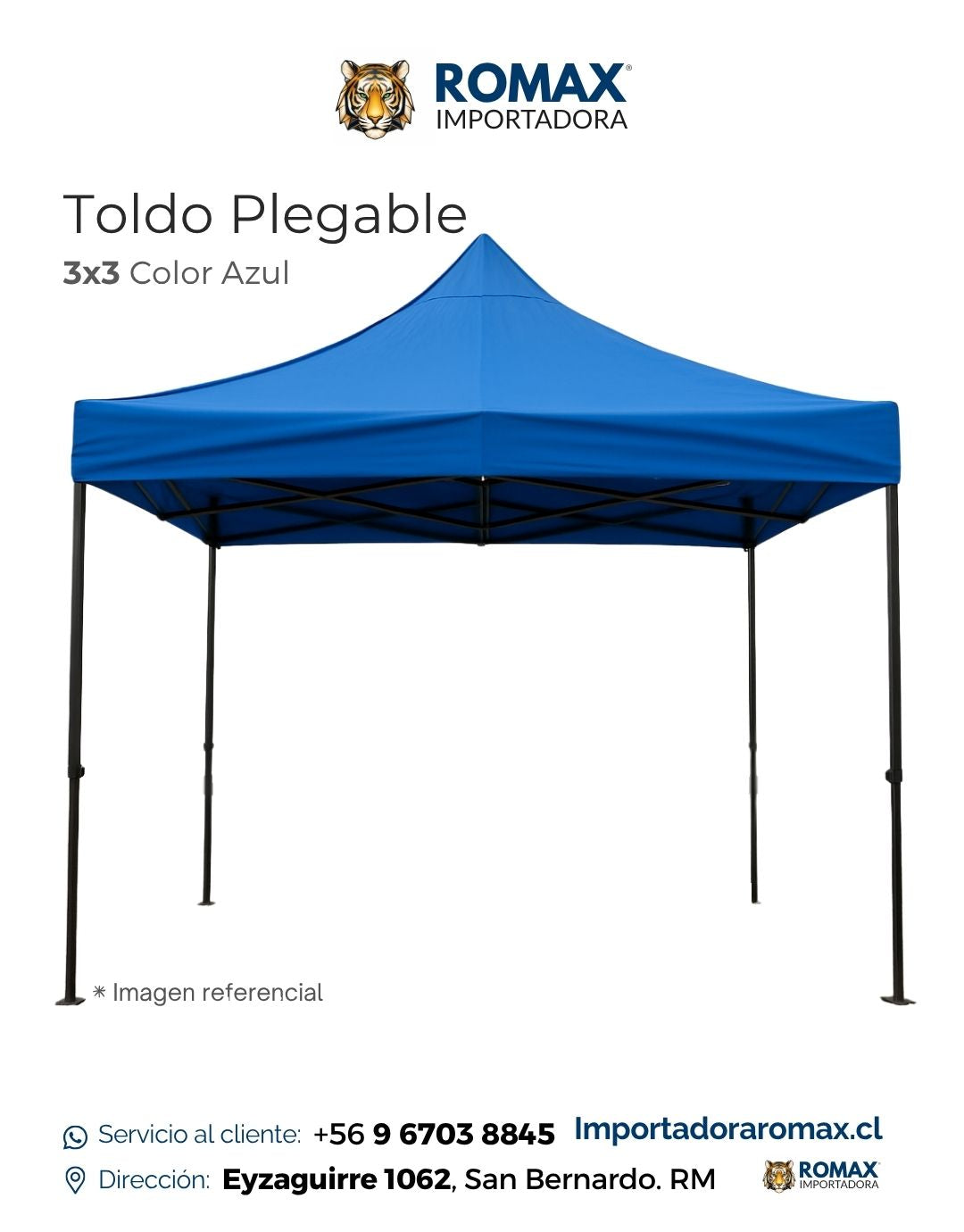 Toldo plegable 3X3 Azul