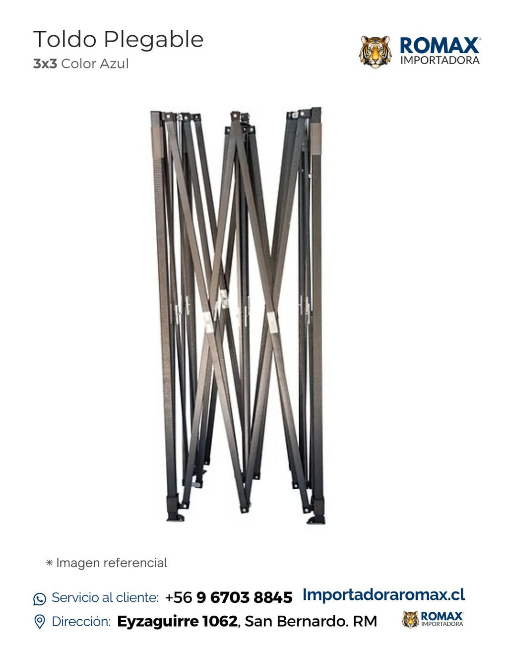 Toldo plegable 3X3 Azul