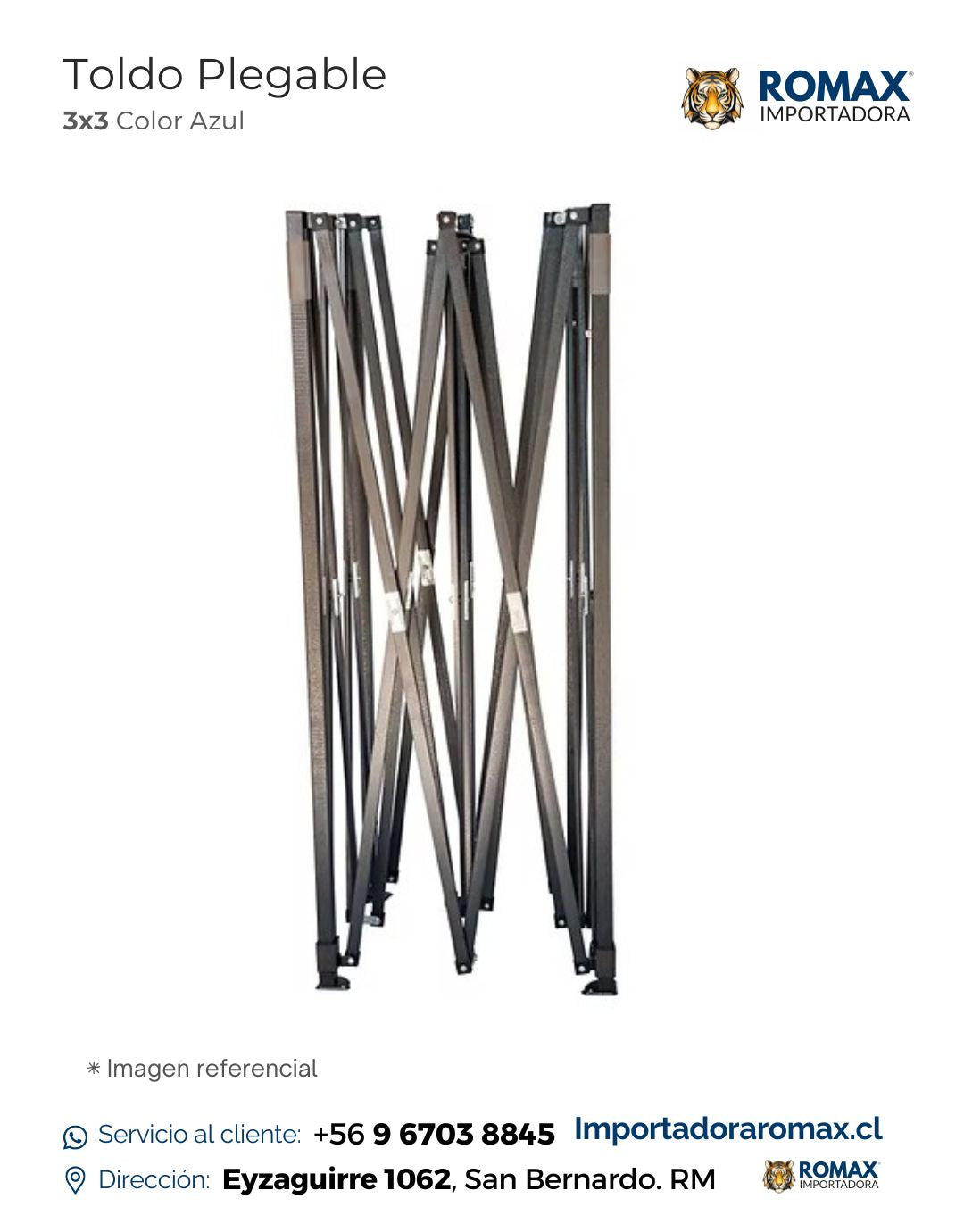 Toldo plegable 3X3 Azul