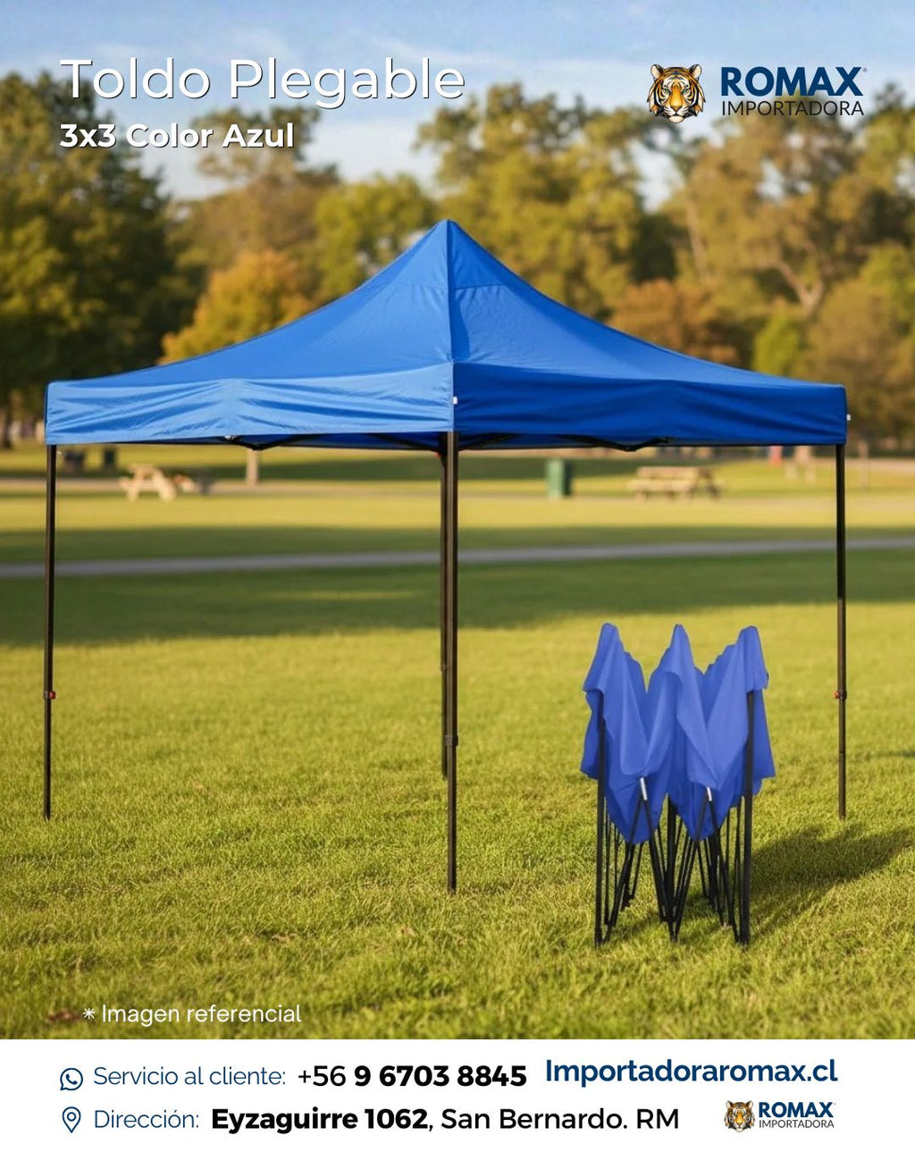 Toldo plegable 3X3 Azul