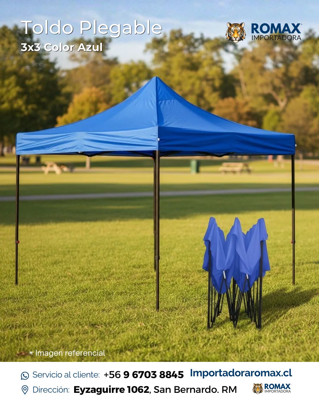 Toldo plegable 3X3 Azul
