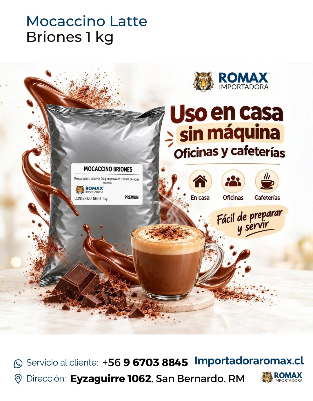 Mocaccino Briones 1 kg soluble 1 kg para máquinas vending | Importadora Romax