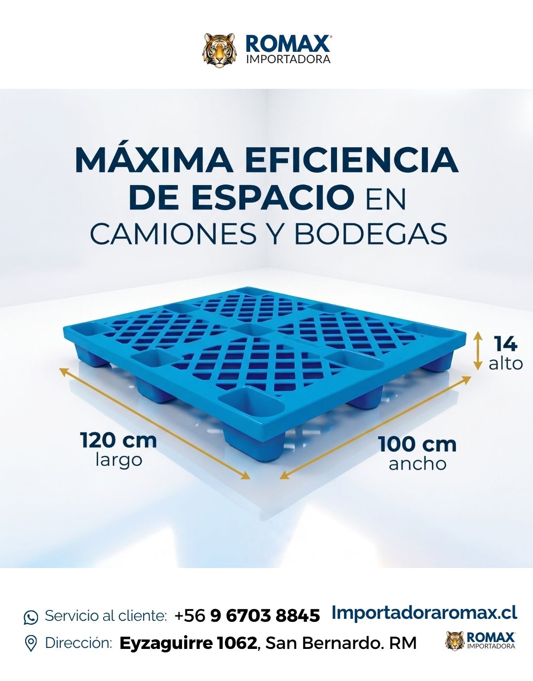 Pallet Plástico Económico | 1.500 kg | Bodega y Logística | Romax