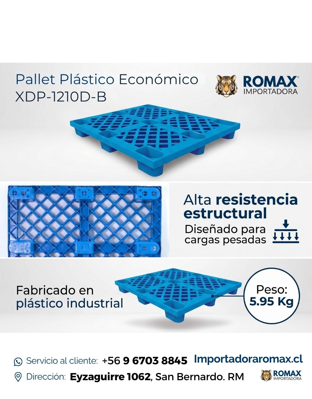 Pallet Plástico Económico | 1.500 kg | Bodega y Logística | Romax