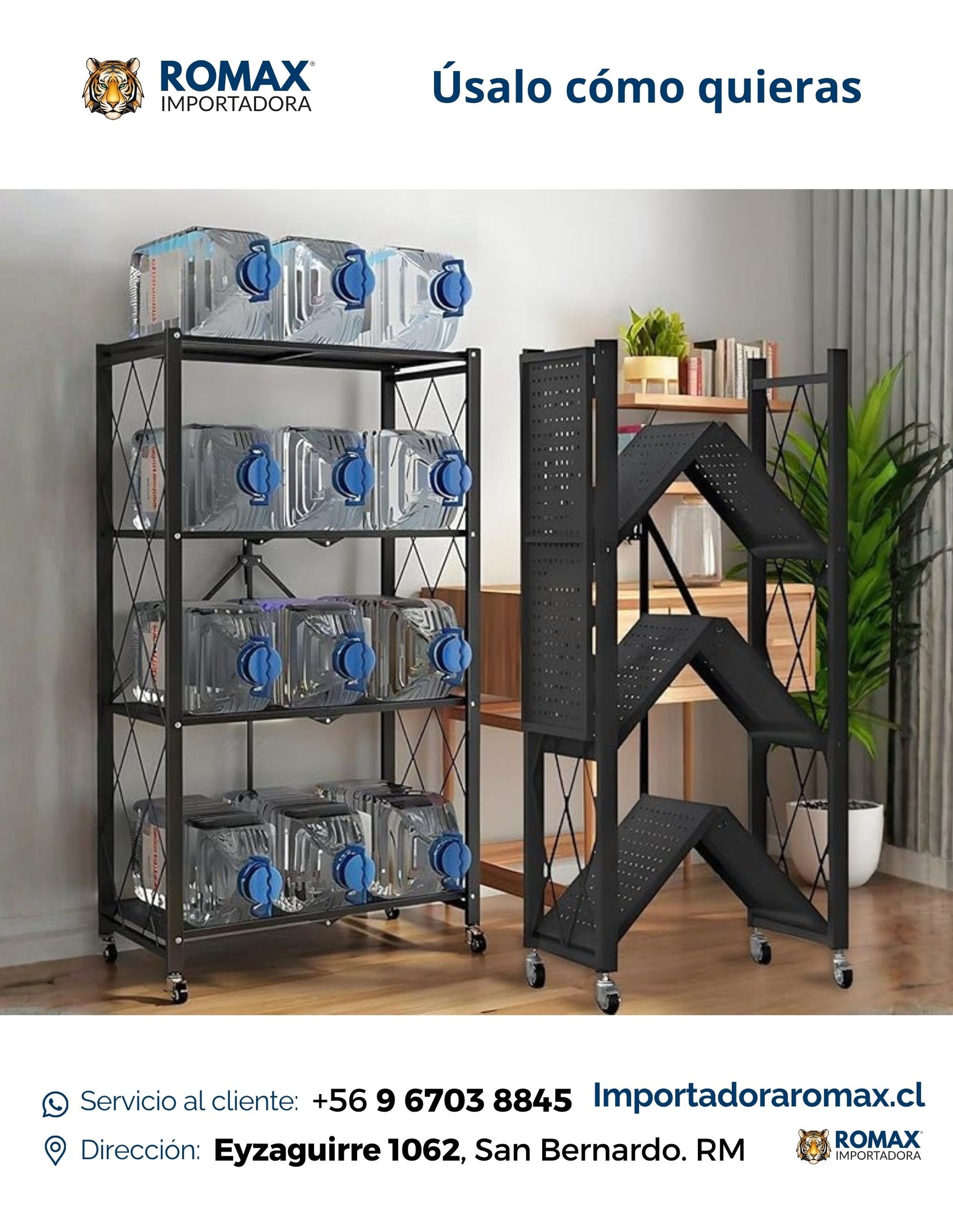 Estante Negro Plegable 127x72x34 cm | 4 niveles