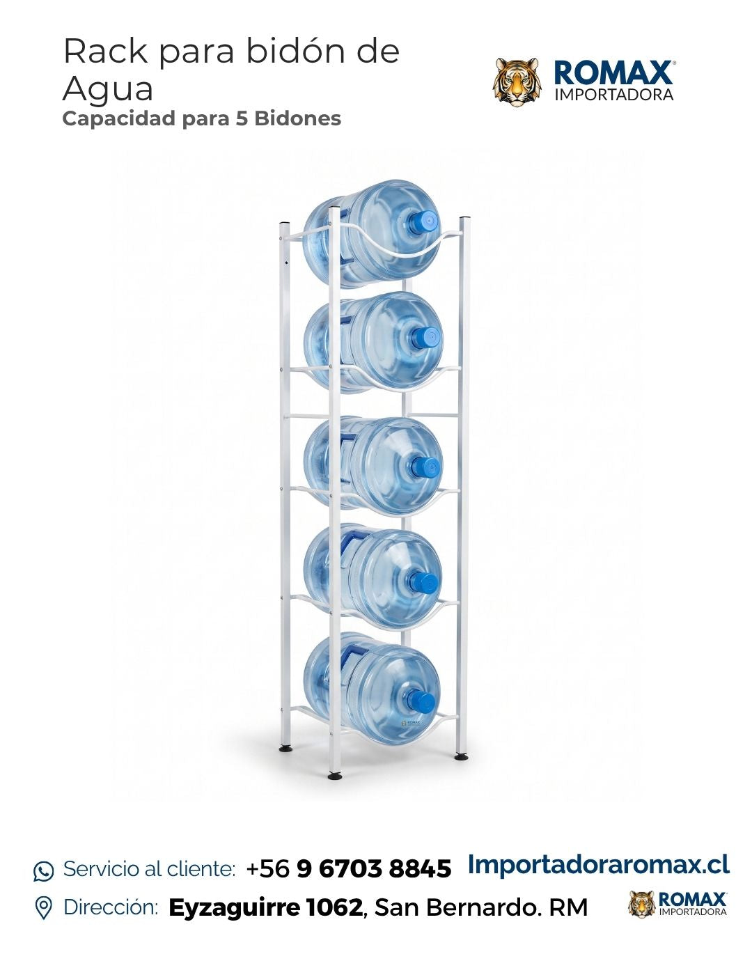 Rack para Bidón de Agua 5 Bidones | Organizador Metálico Resistente