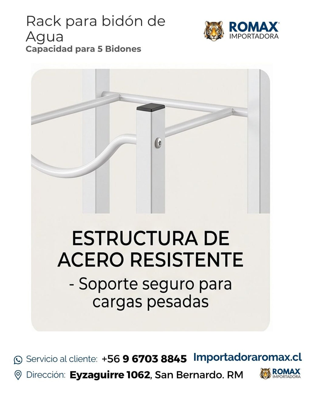 Rack para Bidón de Agua 5 Bidones | Organizador Metálico Resistente