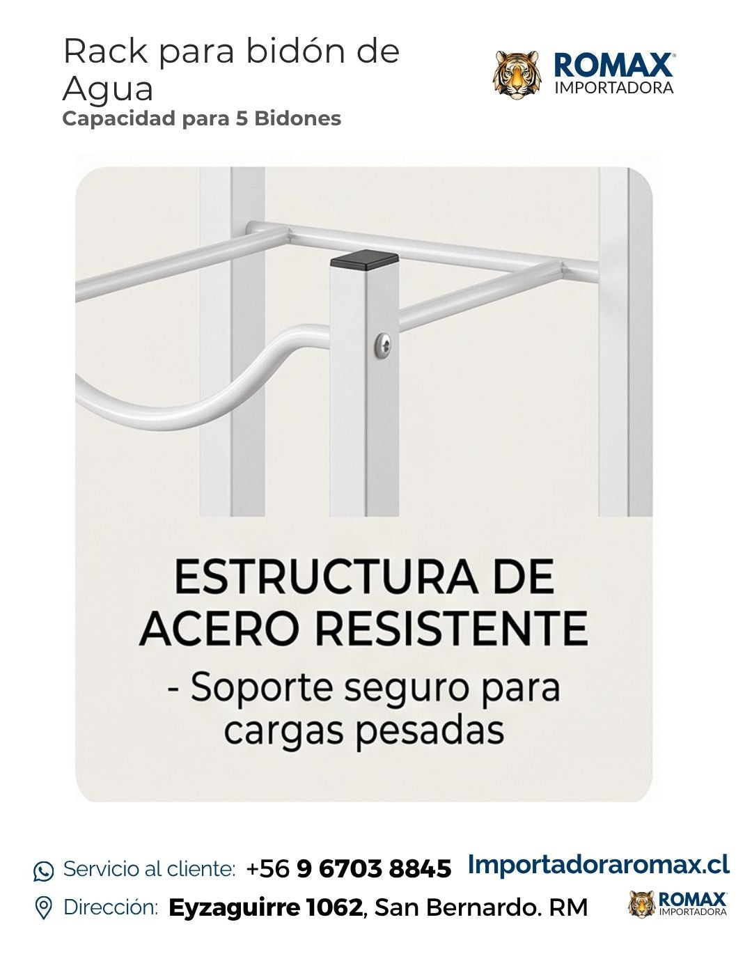 Rack para Bidón de Agua 5 Bidones | Organizador Metálico Resistente
