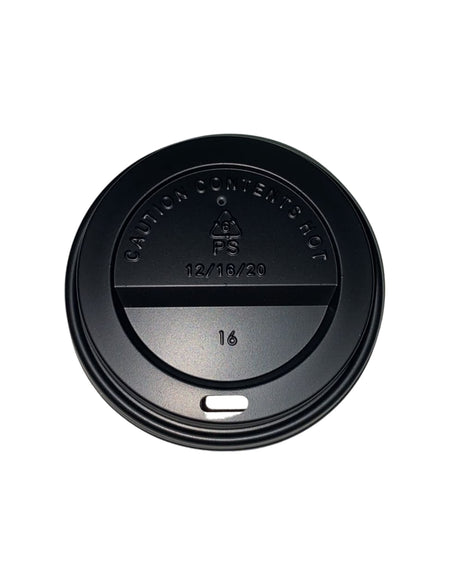 Tapa Viajera Negra PS para Vasos 10 y 12 oz | 50 Unidades