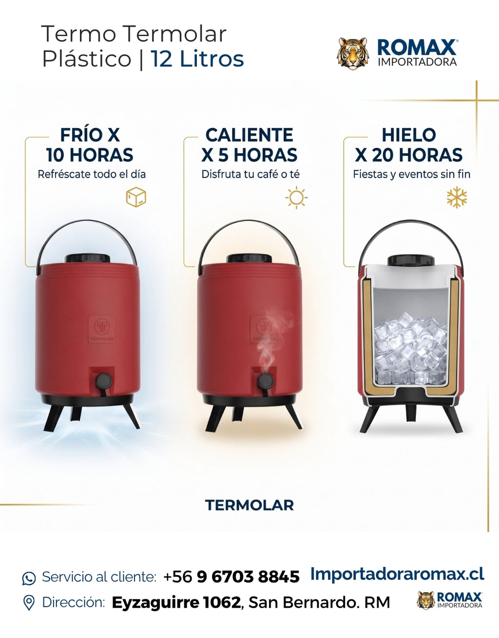 Termo Termolar 12L Patas Retráctiles Frío 24h Calor 12h | Romax Chile