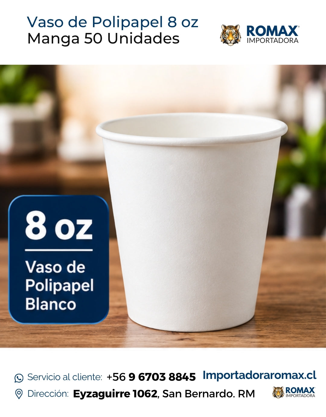 Vaso de Polipapel 8 oz Blanco | Manga 50 Unidades