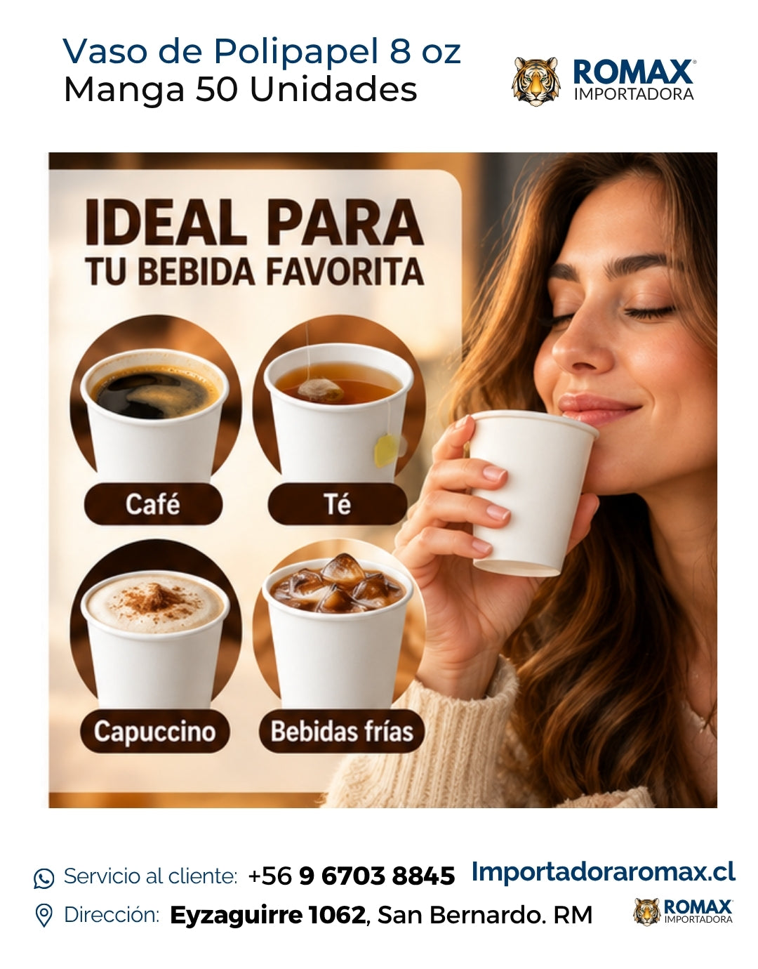 Vaso de Polipapel 8 oz Blanco | Manga 50 Unidades