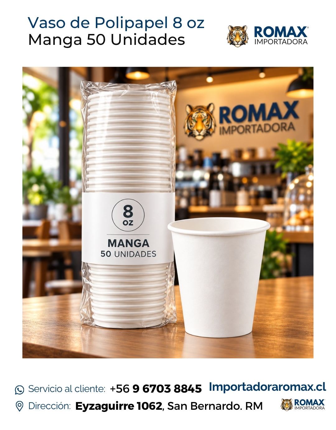 Vaso de Polipapel 8 oz Blanco | Manga 50 Unidades