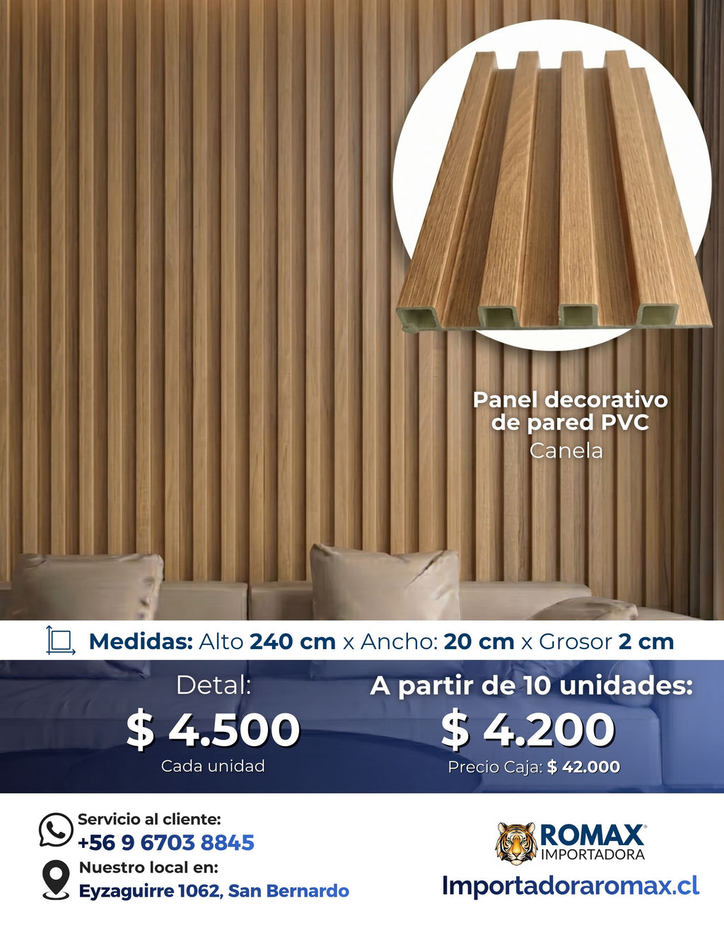 Panel decorativo de pared Color Canela