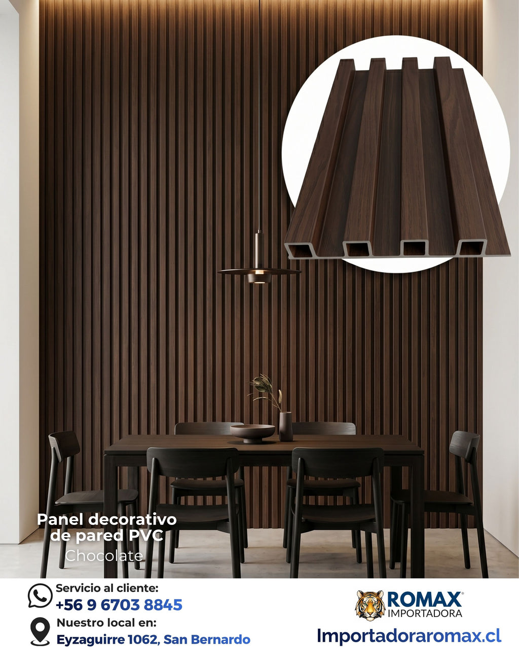 Panel decorativo de pared PVC | Color Chocolate