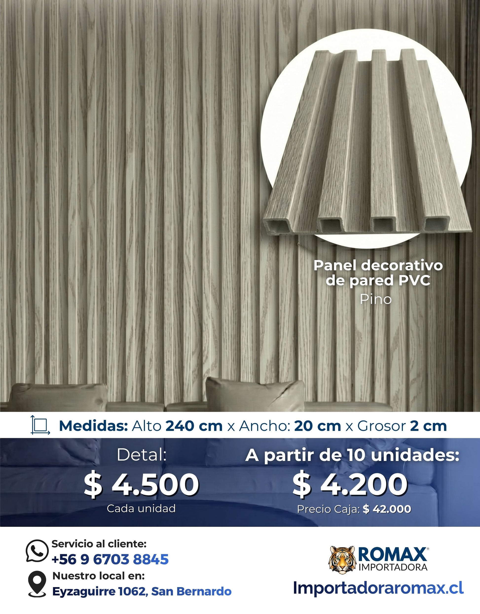 Panel decorativo de pared Color Pino