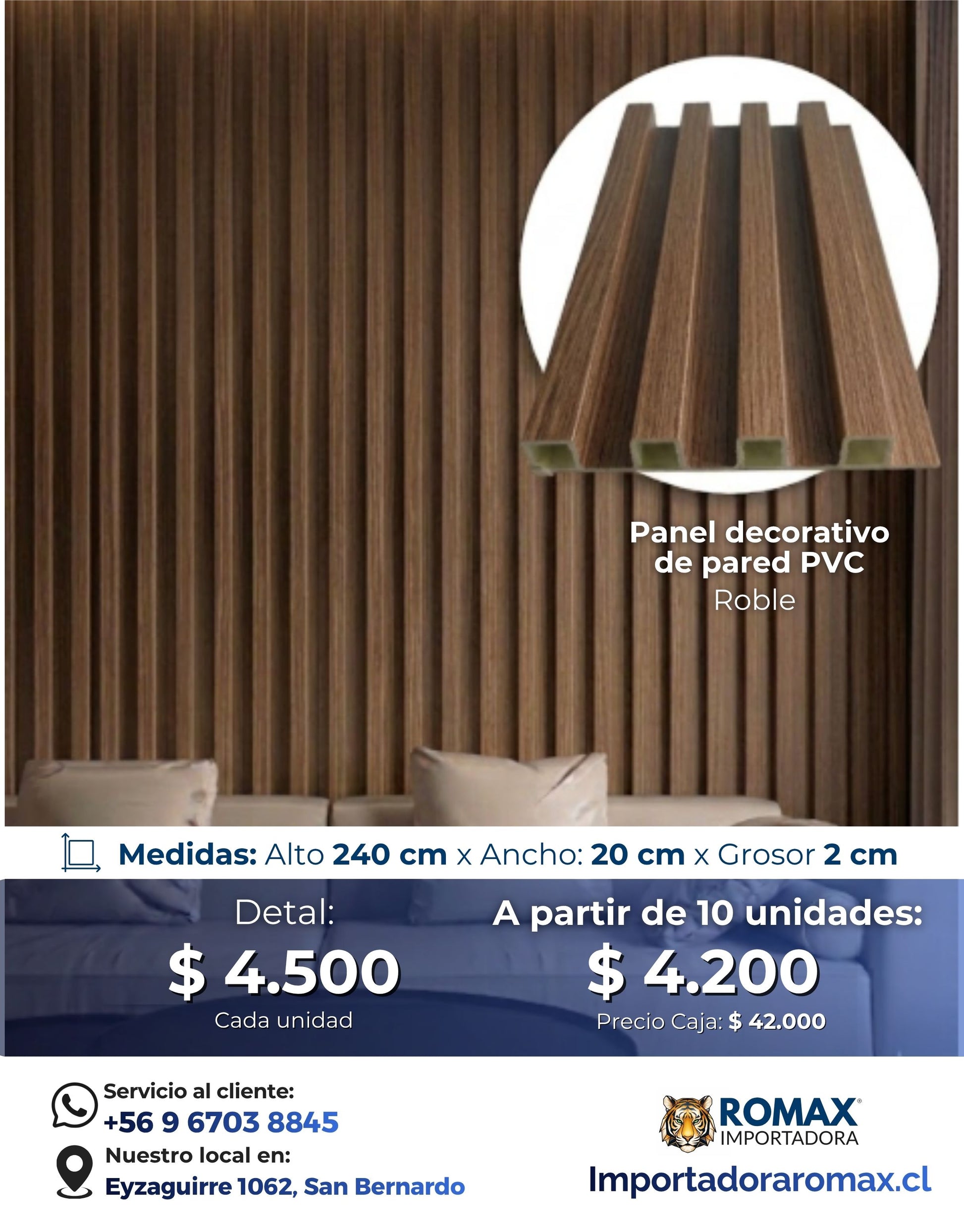 Panel decorativo de pared Color Roble