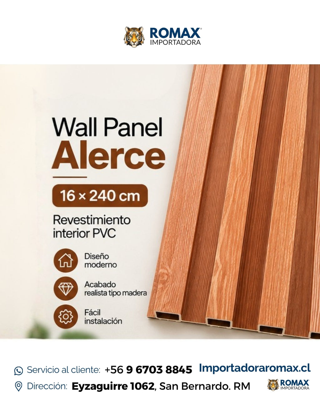 Wall Panel PVC Alerce 16 x 240 cm - vista adicional | Importadora ROMAX