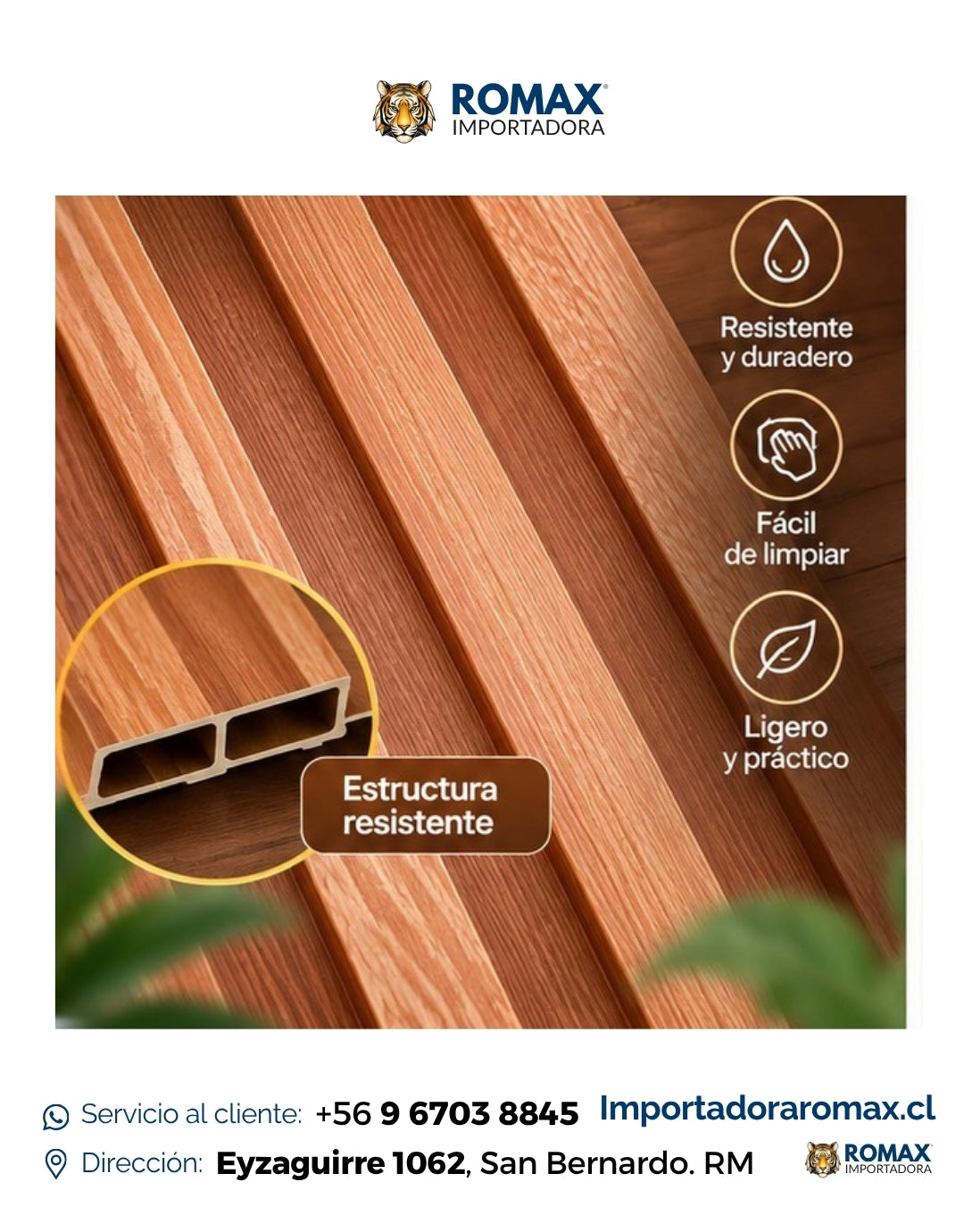 Wall Panel PVC Alerce 16 x 240 cm - textura y acabado | Importadora ROMAX