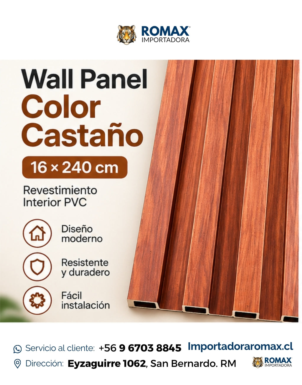 Wall Panel Castaño 16 x 240 cm - vista adicional | Importadora ROMAX