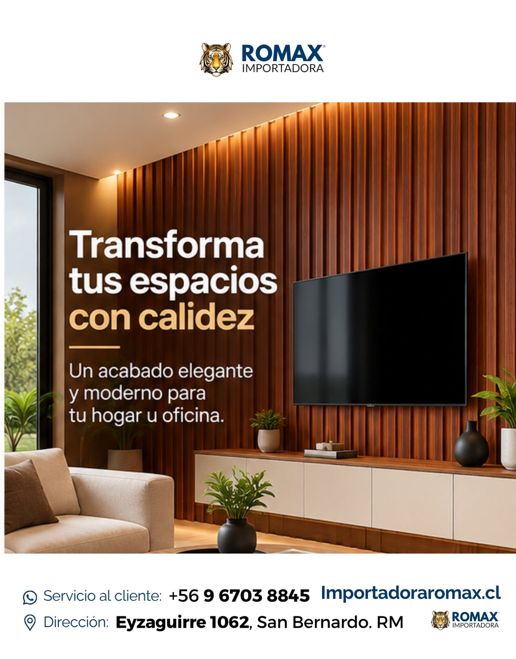 Wall Panel Castaño 16 x 240 cm - detalle del revestimiento | Importadora ROMAX