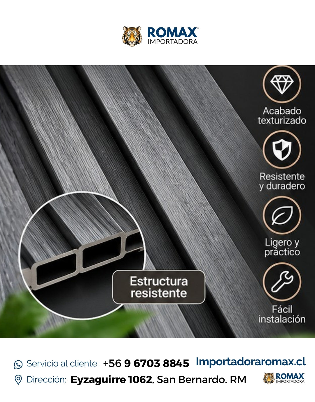 Wall Panel PVC Gris 16 x 240 cm - textura y acabado | Importadora ROMAX
