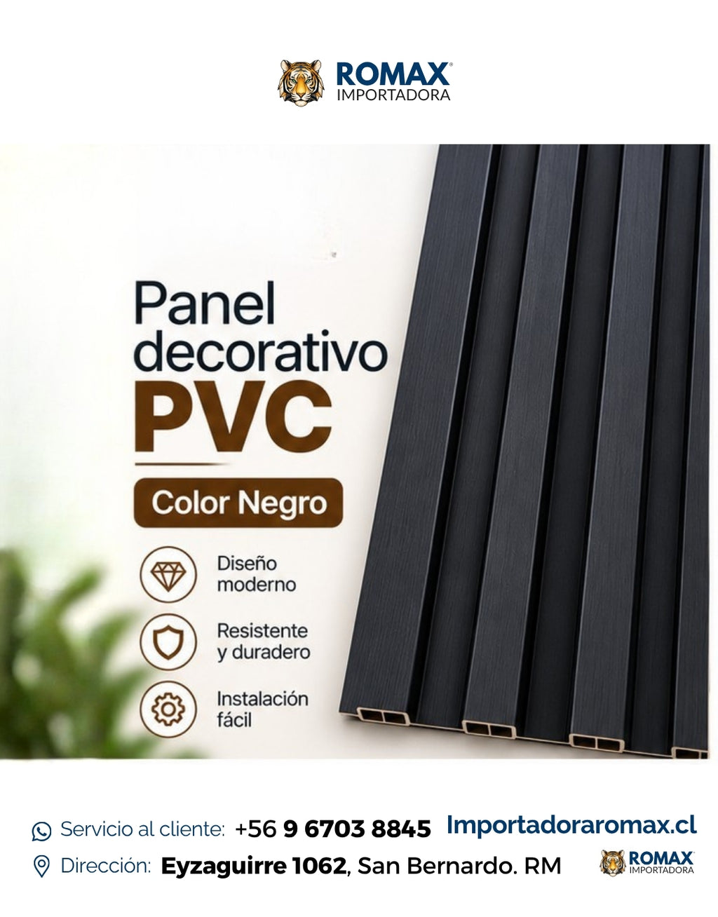 Wall Panel Negro 16 x 240 cm - vista adicional | Importadora ROMAX