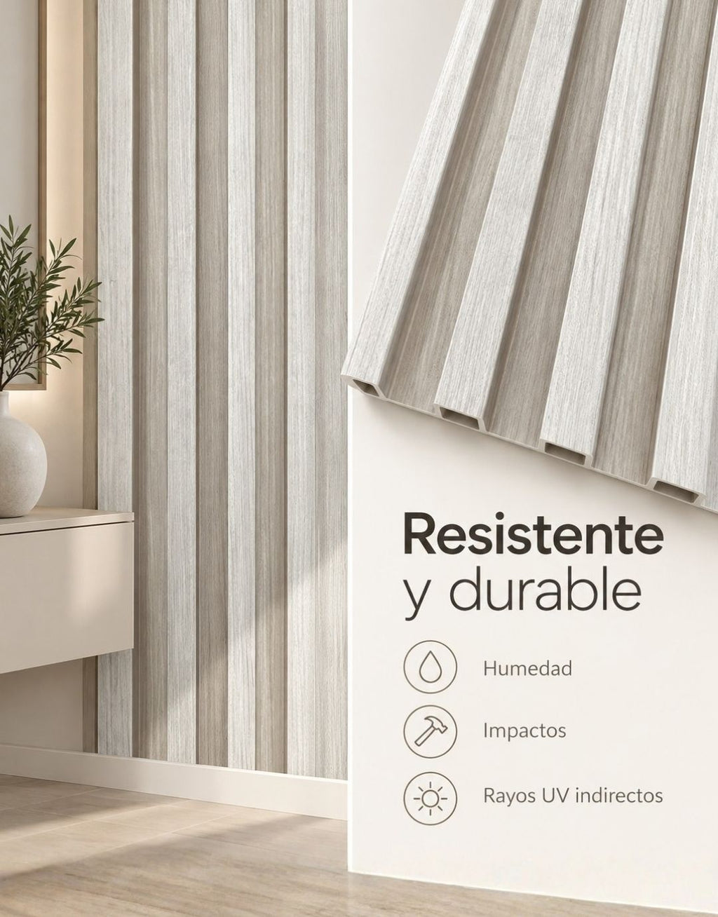 Panel Decorativo de Pared WPC 16×240 cm | Color Arena | Romax Chile