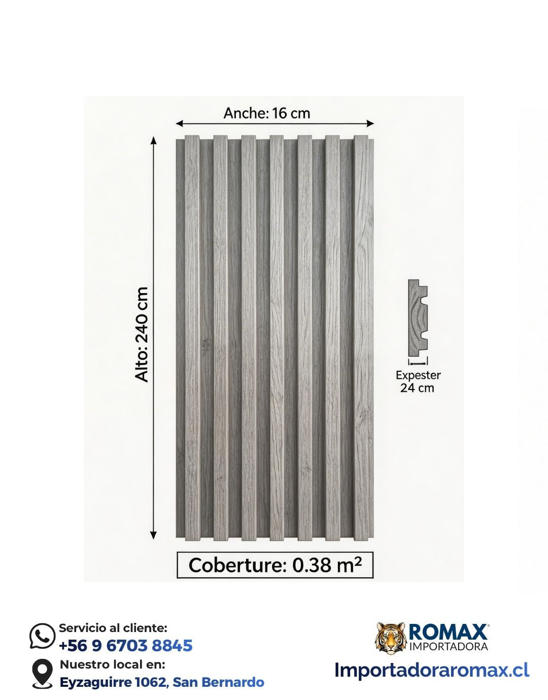 Panel decorativo de pared PVC | Color Ceniza