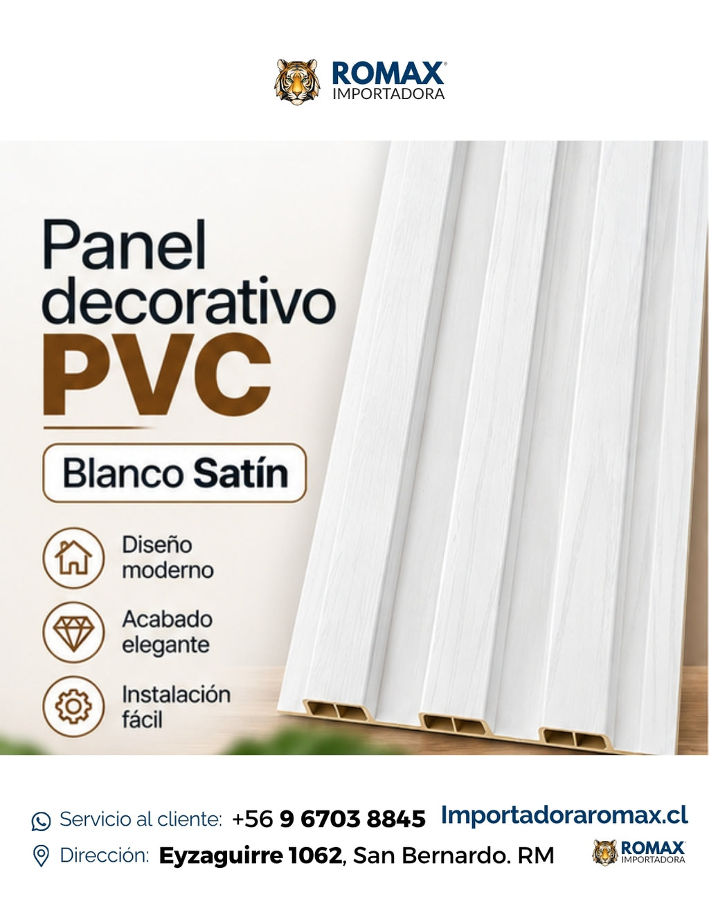 Wall Panel Blanco Satín 16 x 240 cm - vista adicional | Importadora ROMAX