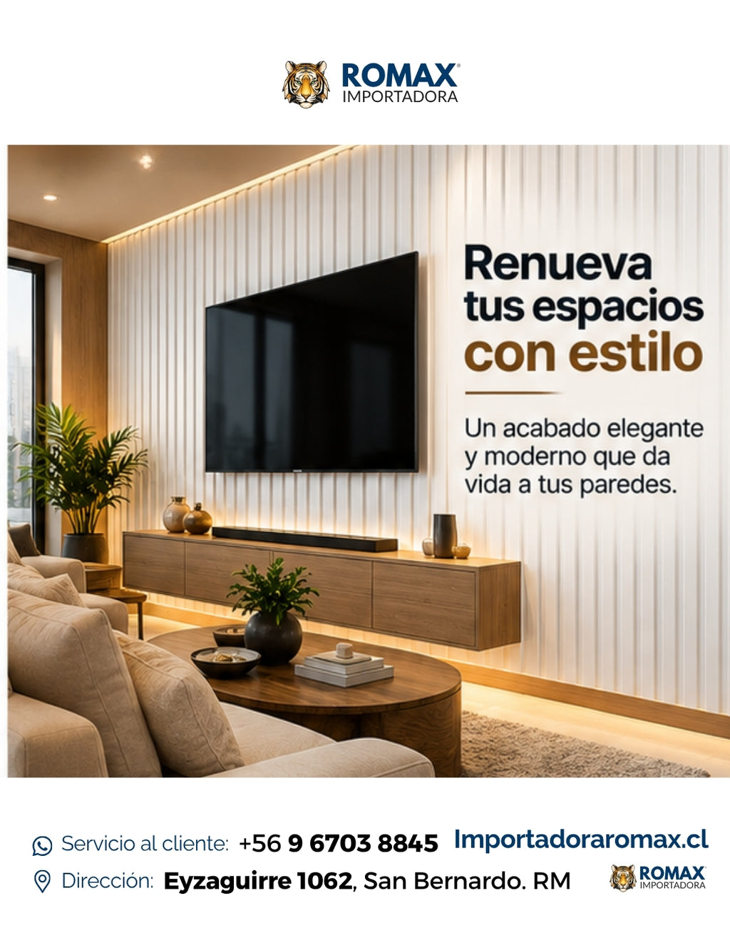 Wall Panel Blanco Satín 16 x 240 cm - detalle del revestimiento | Importadora ROMAX