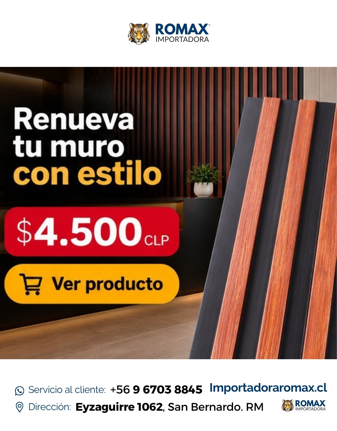Wall Panel PVC Cerezo Negro 20 x 240 cm - aplicación interior | Importadora ROMAX